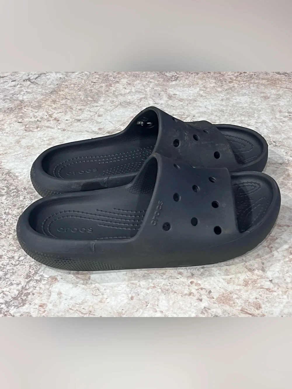Crocs Black Slide Sandals Kids Junior Sz 4